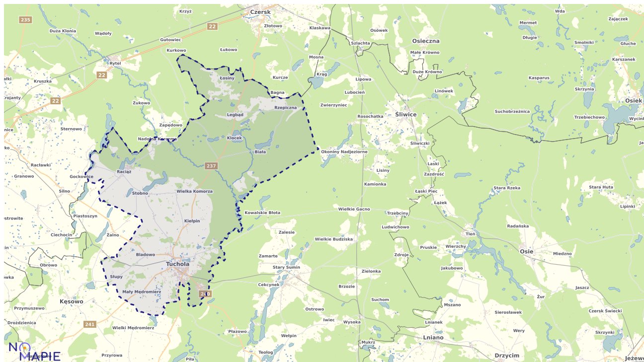Mapa obszarów ochrony przyrody Tucholi