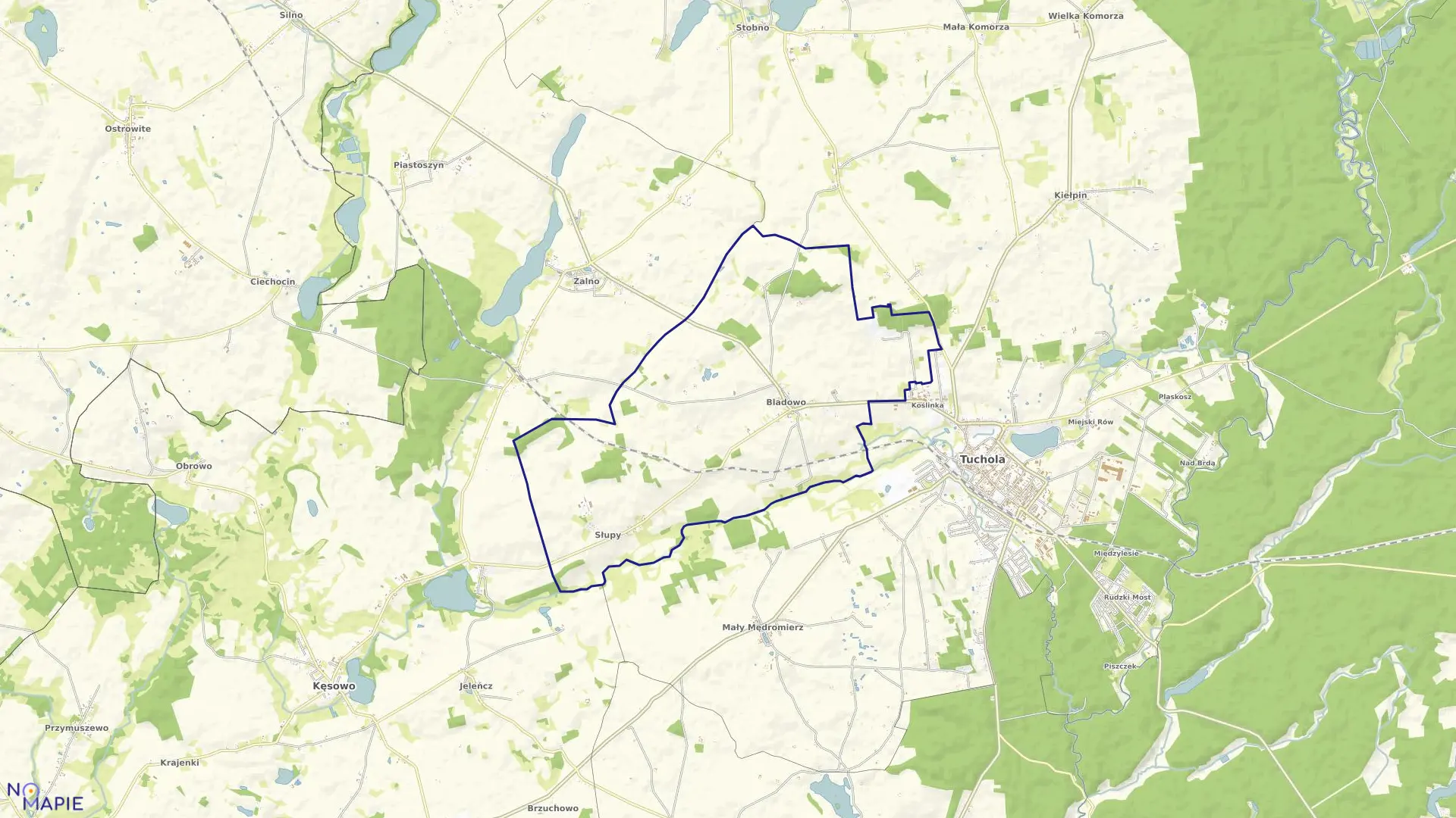 Mapa obrębu Bladowo w gminie Tuchola