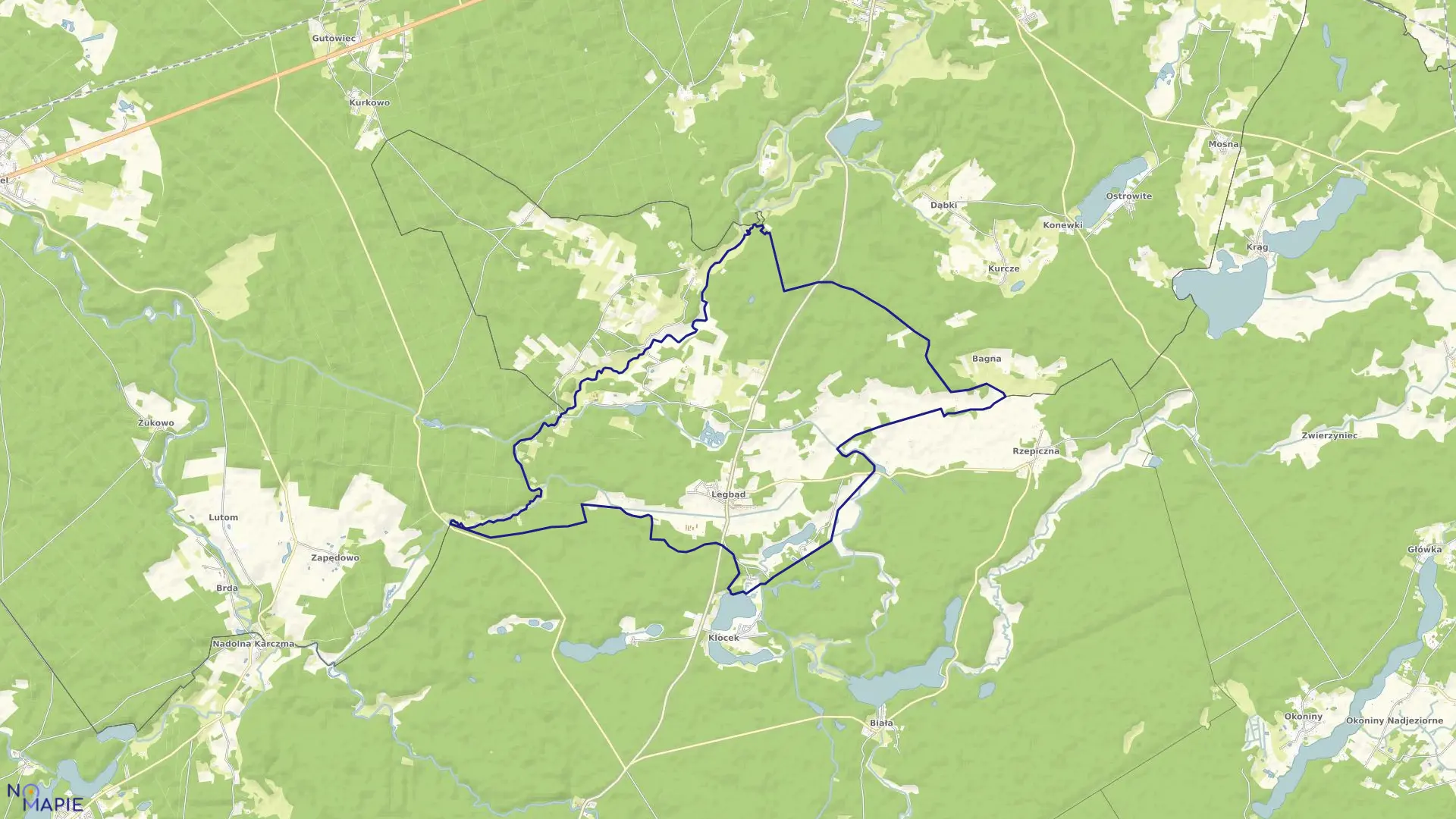 Mapa obrębu Legbąd w gminie Tuchola