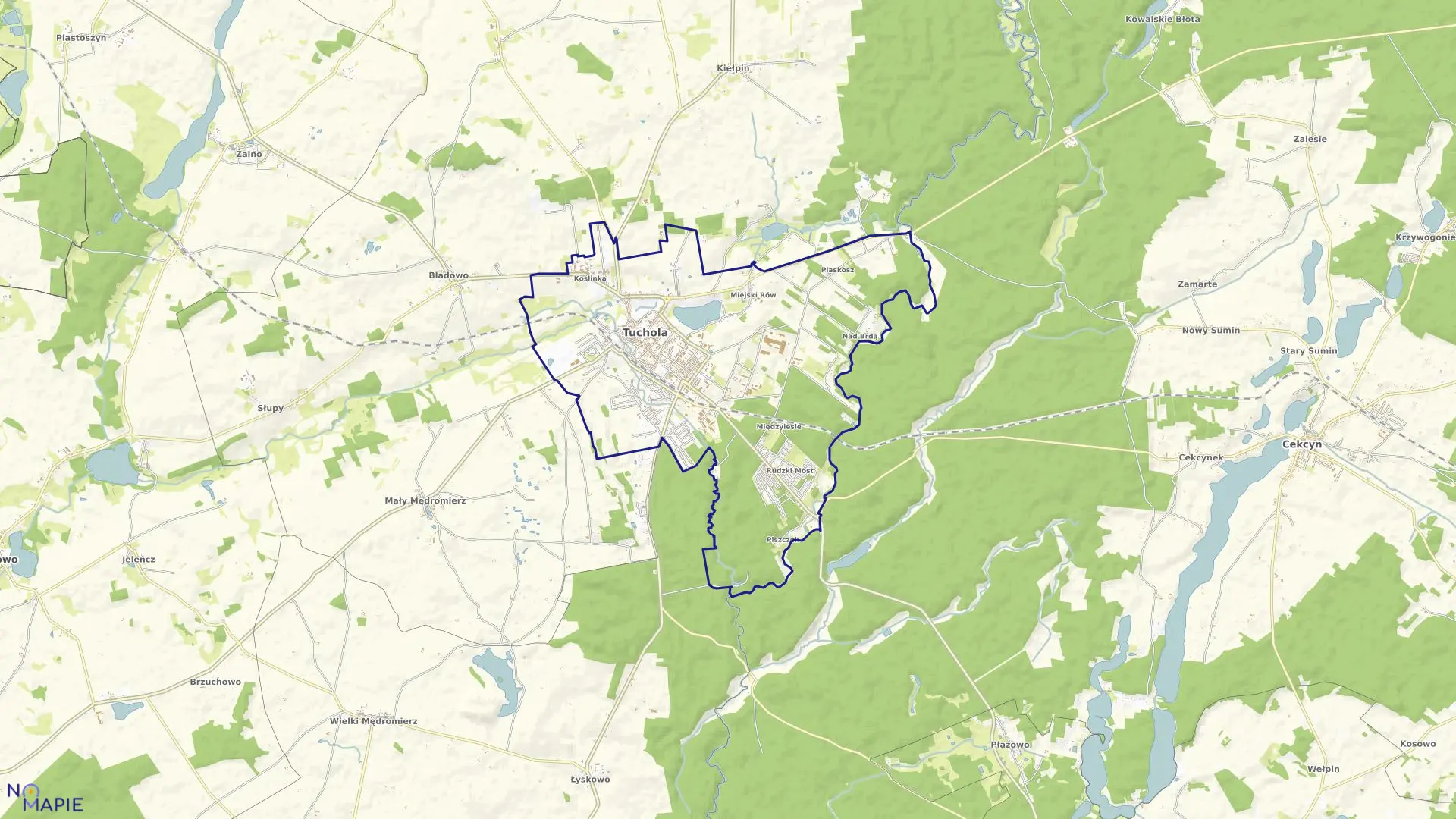 Mapa obrębu Miasto Tuchola w gminie Tuchola
