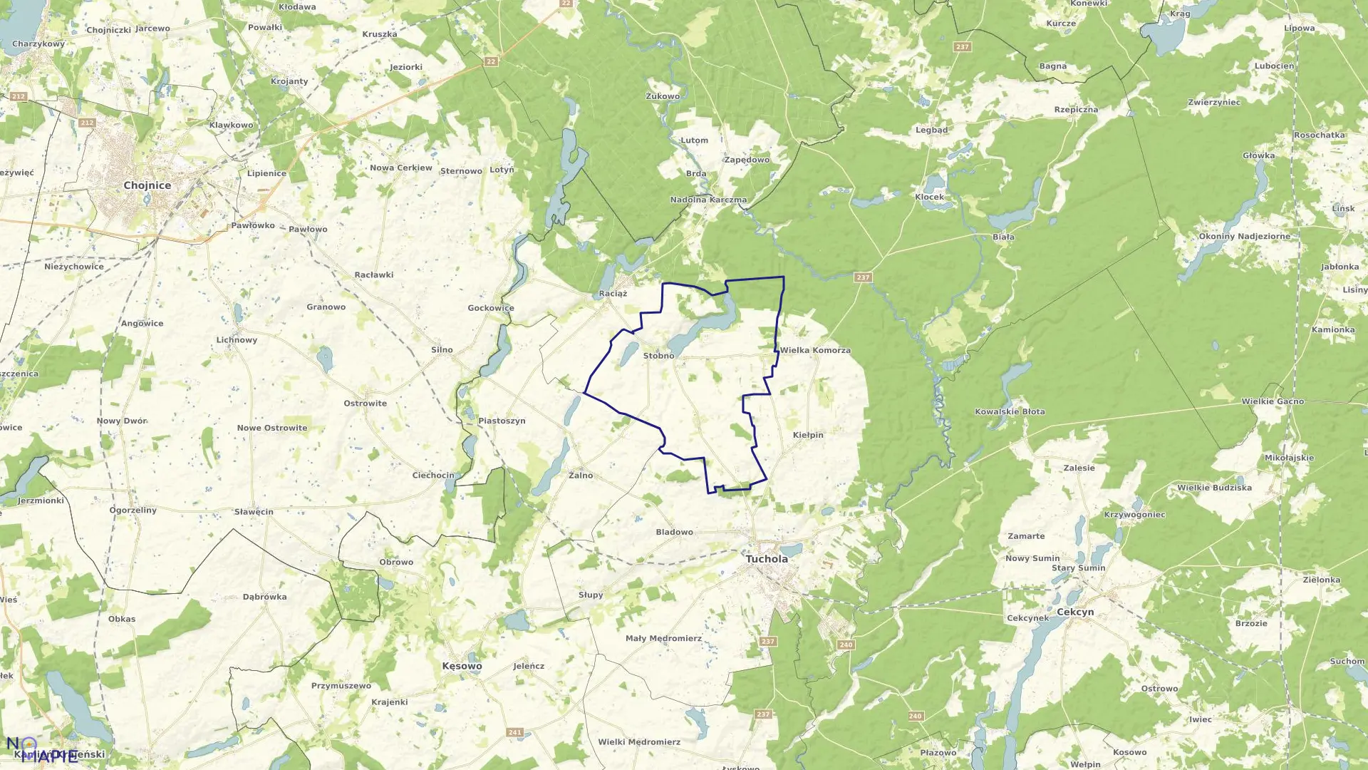 Mapa obrębu Stobno w gminie Tuchola